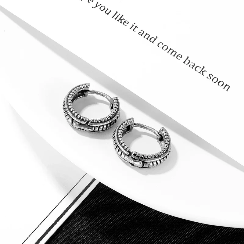 Small Huggie Hoop Earrings,Viking Thick Hoop Earrings Hoops Earring,Stainless Steel Round Circle Shape Retro Jewelry