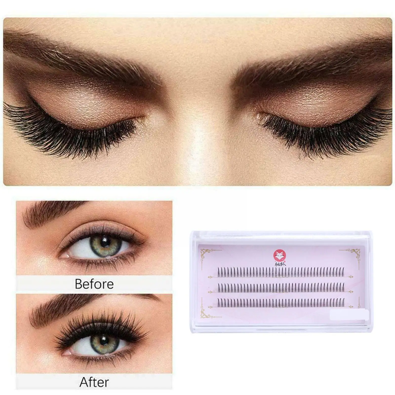 

Модные 3D накладные ресницы типа V для девушек, натуральные японские имитации, сказочные индивидуальные завитые ресницы, перекрещивающиеся ...