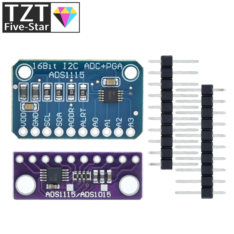 TZT ADS1115 16-битный модуль I2C прецизионный АЦП 4-канальная макетная плата Pro усилитель
