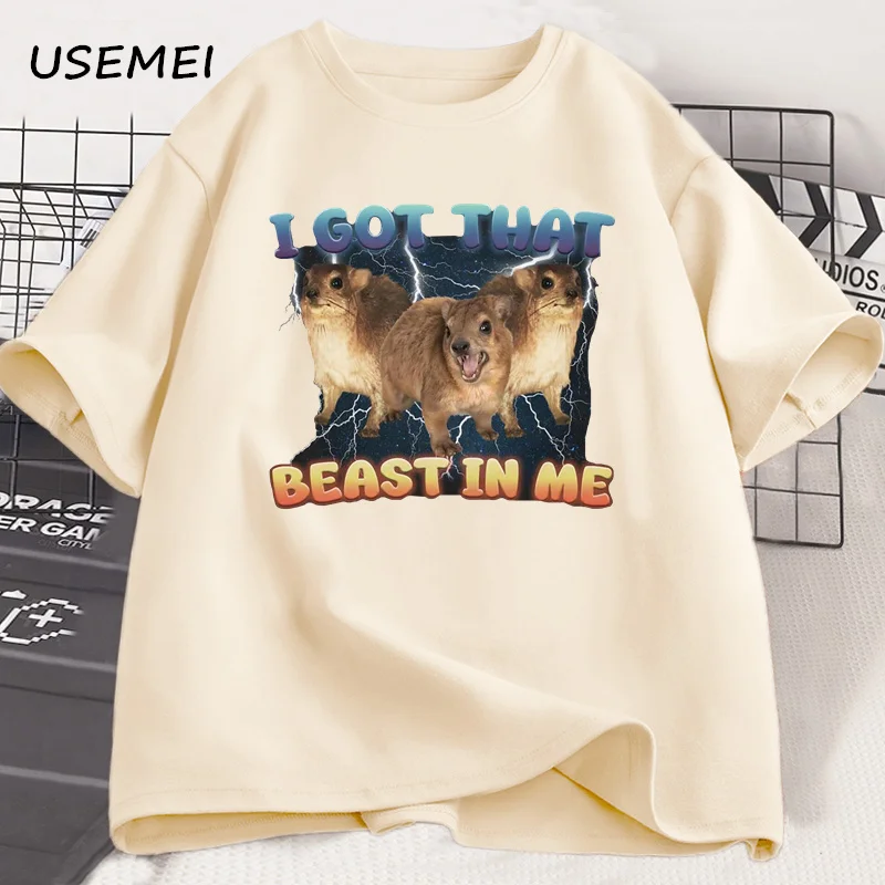 Фото Футболки I Got That Beast in Me Funny Rock Hyrax Meme для мужчин и женщин Футболка Silly Dank Memes с забавными высказываниями Модная уличная одежда №2