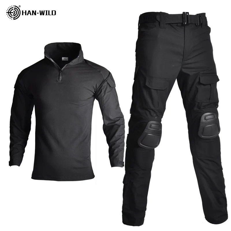 

Tactical Camouflage Military Uniform Clothes Suit Men Windbreaker US Army Airsoft Combat Shirt + Cargo Pants Knee Pads Plus 8XL