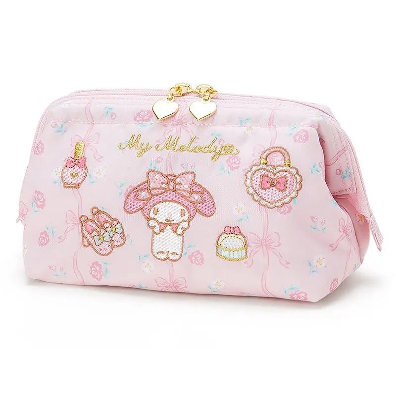 

Sanrioed Kawaii Anime Cartoon Series My Melody Cute embroidered women's cosmetic bag super cute storage bag fashion zipper bag