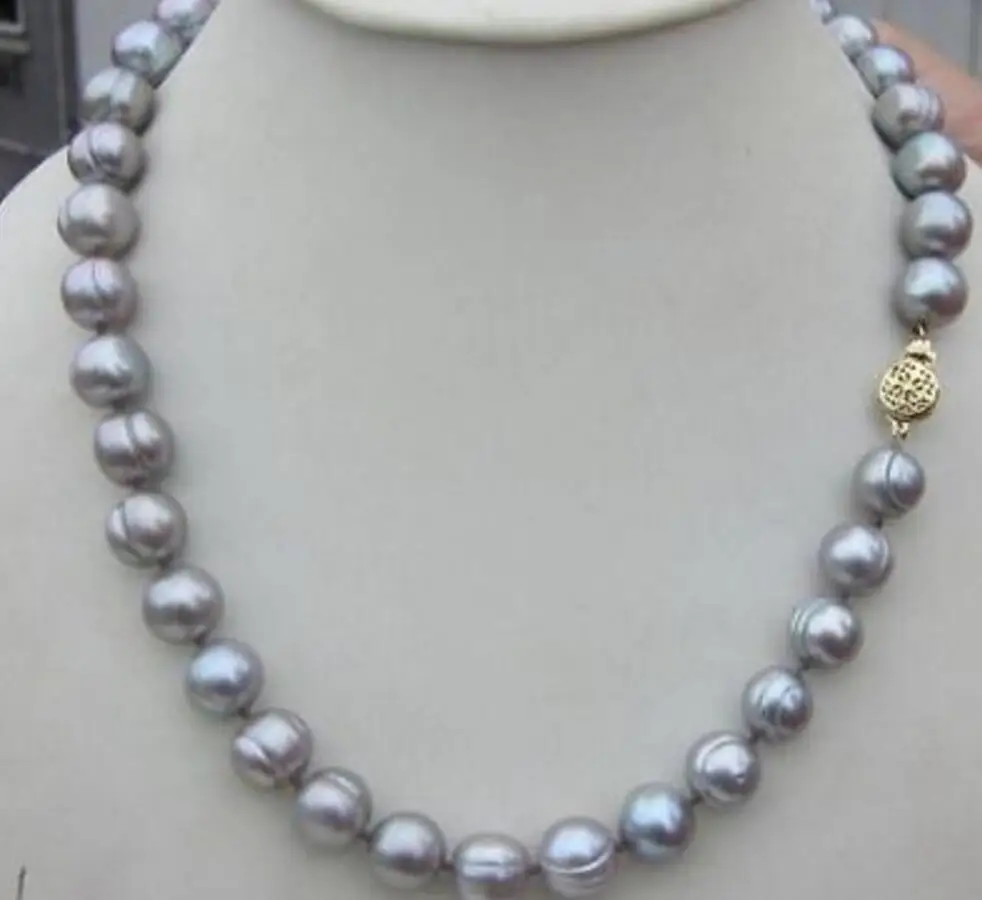 

CLASP 10-11MM SINGLE STRANDS SOUTH SEA GRAY PEARL NECKLACE 18 INCH