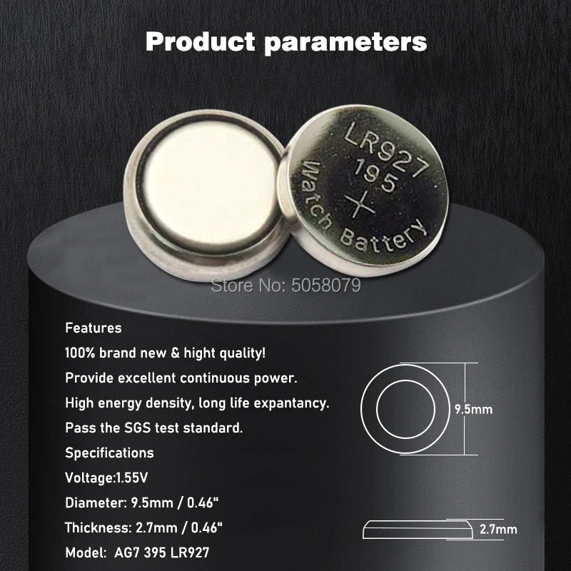 50-200 шт., кнопочные батарейки AG7 LR927 LR57, батарейки 395A, щелочные батарейки 1,55 в SR927W 399 GR927 для часов, игрушек, пультов дистанционного управления