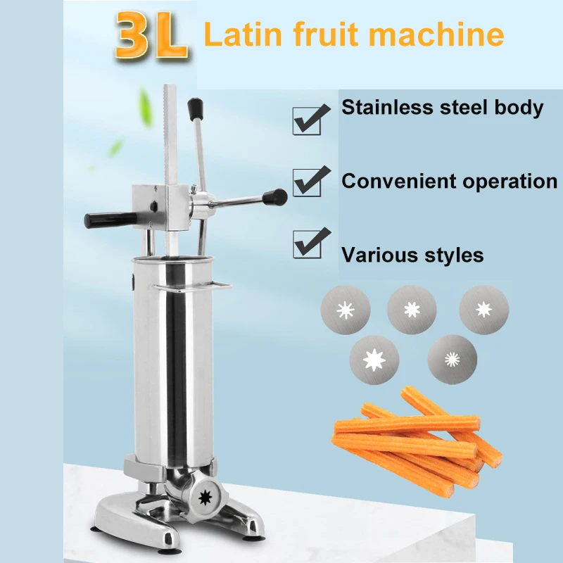 

Commercial Manual Churros Maker With Deep Fryer Spanish Latin Fruit Makers Small Fritters Machine Three Liters