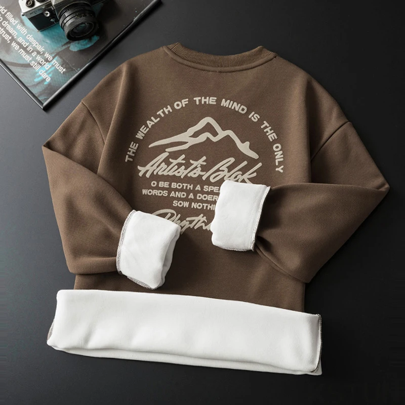 KSTUN зимняя мужская толстовка на флисовой подкладке с круглым вырезом утепленные