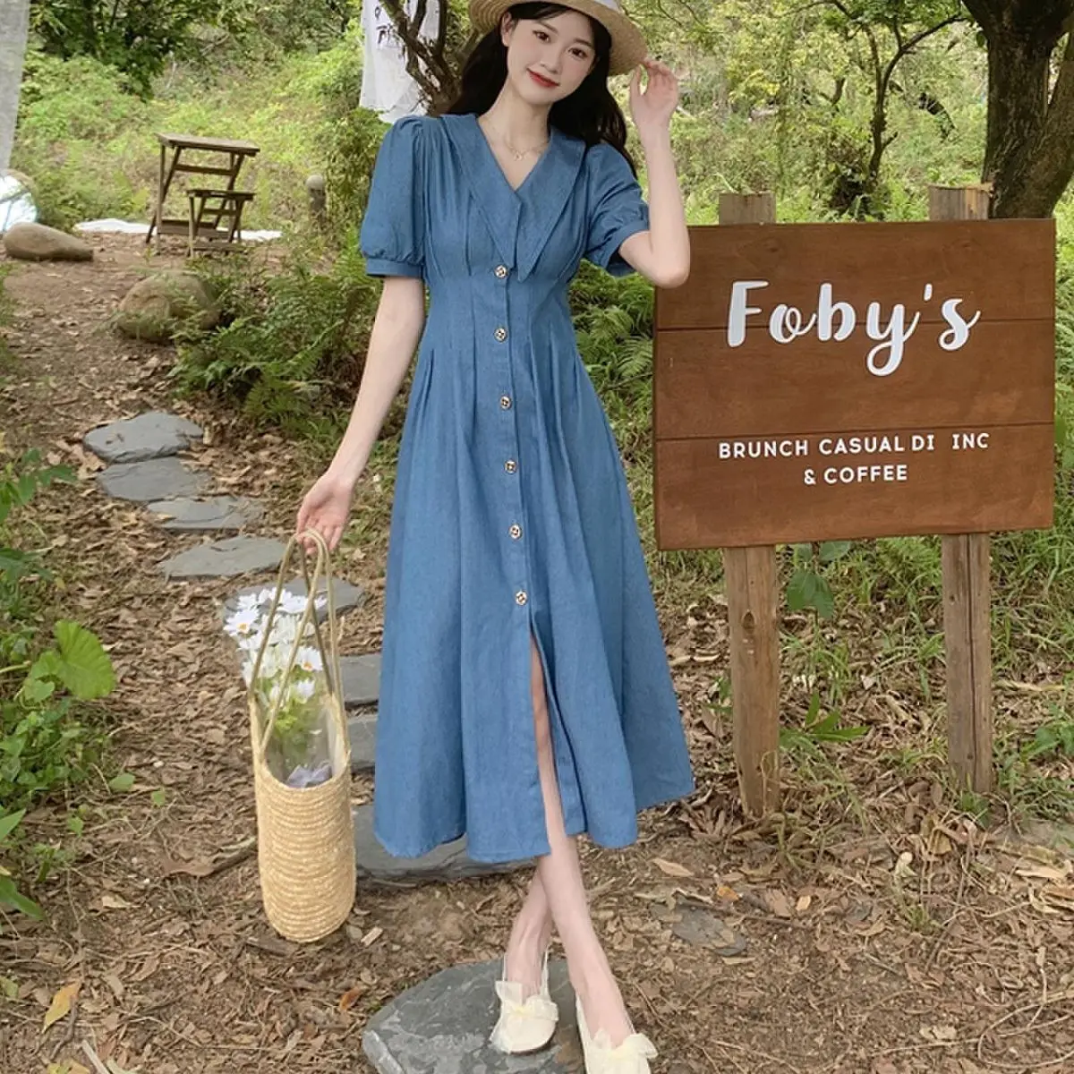 

Women Denim Blue Shirt Dress 2022 Plus Size Summer Short Sleeve Single-breasted Midi Long Dresses Female Fashion Clothing Robe