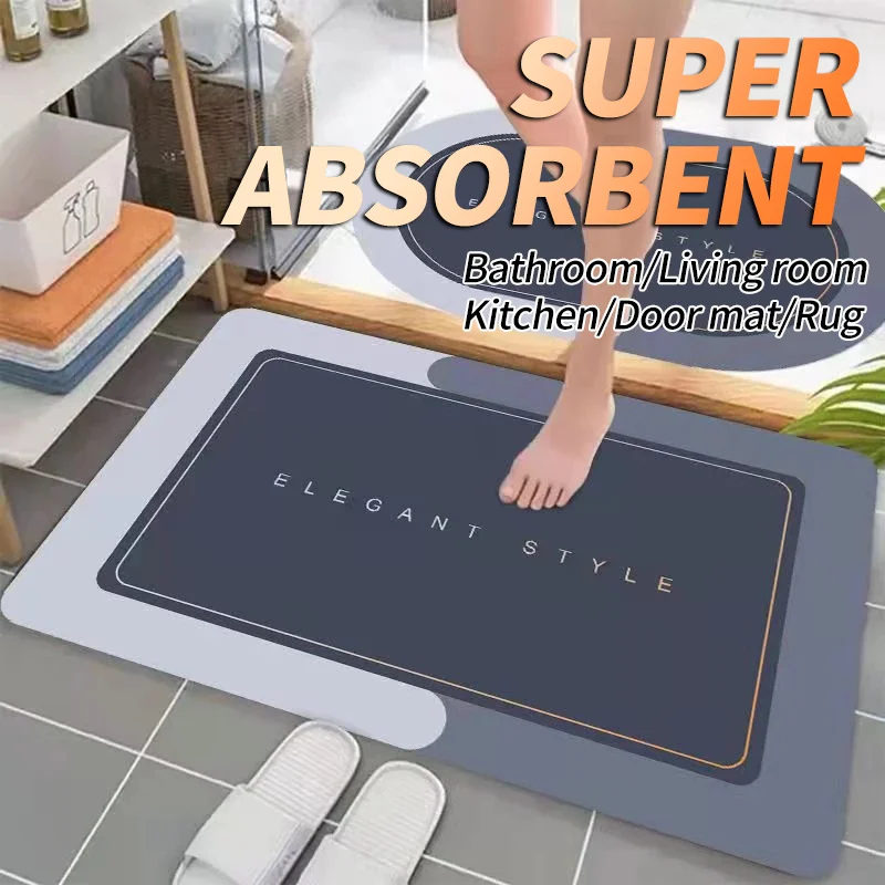 Bathroom Mat Absorbent Customize Modern Simple Non Slip Diatom Mud Quick Drying High Qualit Home Oil proof Kitchen Bath Mat