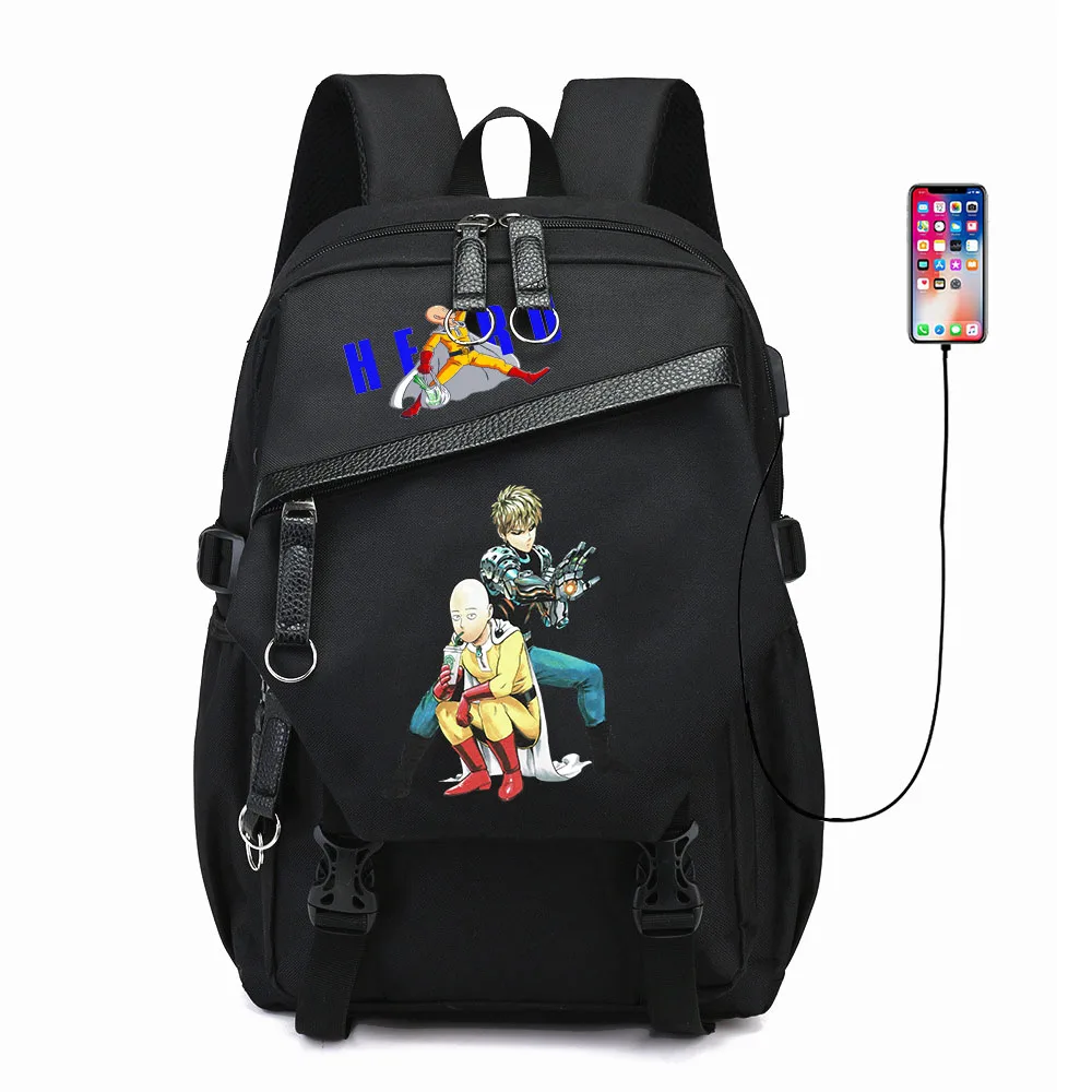 

Anime One Punch Man USB Print Knapsack Student Cartoon Bookbag Travel Laptopbag Teenagers Schoolbag Oxford Cloth Casual Backpack