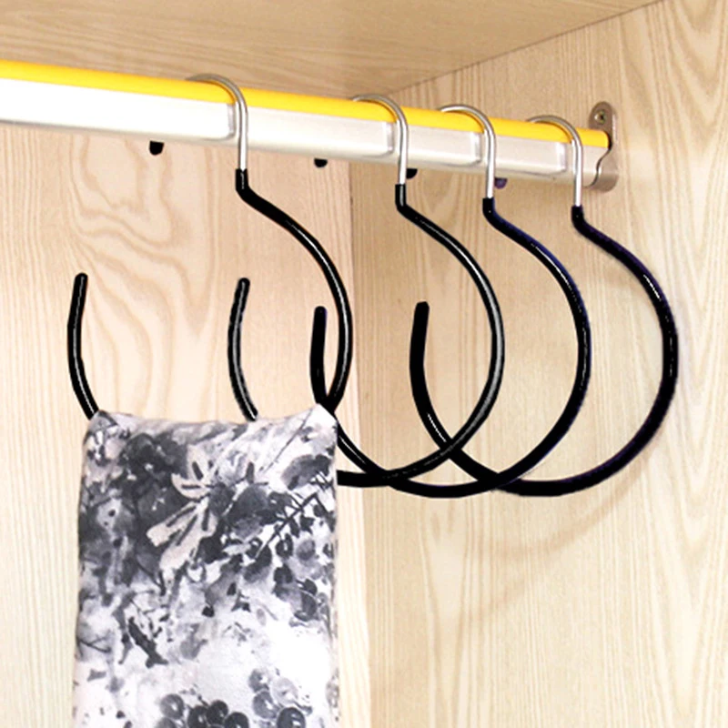 Metal Non-Slip Belt Rack Scarf Ring Hangers Ties Hanging Hook Closet Organizer Accessory Holders Non-Snag
