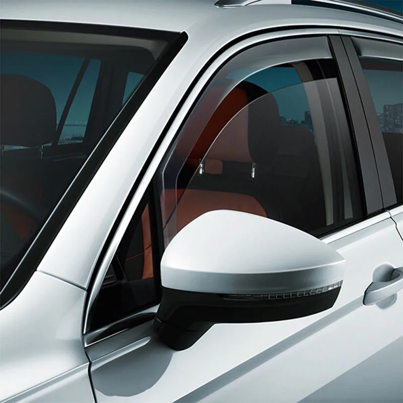 Фото Дефлекторы окон Bracingo (1 комплект) для VW Tiguan MK2 II 5-дверный 2016-2023, тонированные черные, защита от солнца и дождя №2