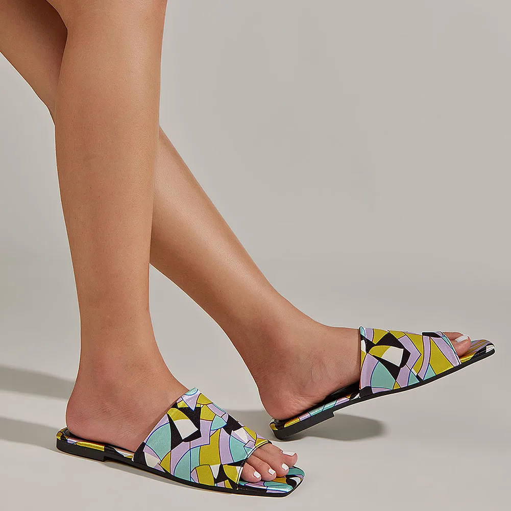 Brand New INS Hot Ladies Flat Summer Slides Fashion Mixed Colors Print women's Slippers 2023 Casual Light Comfy Woman Shoes