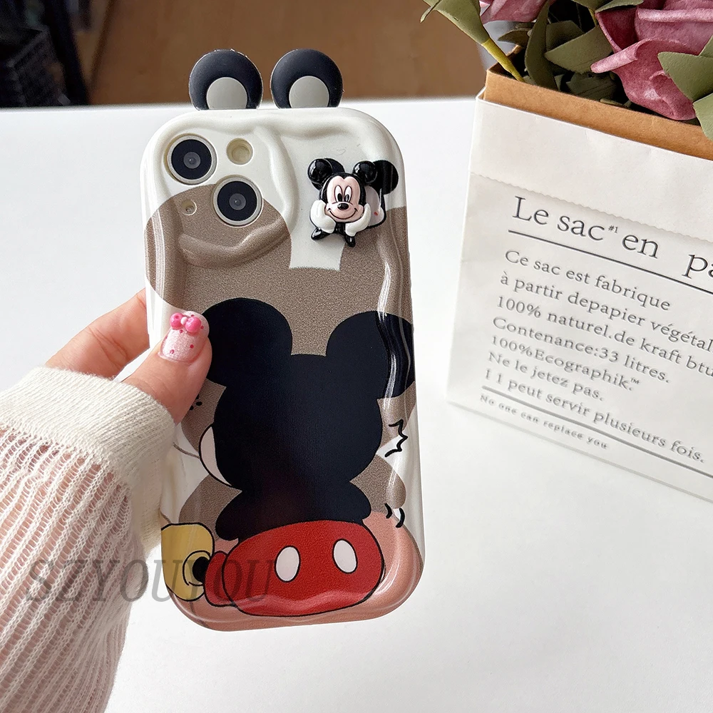 Фото Чехол для телефона из ТПУ с 3D ушками и волнами для iPhone 13 14 15 16 Pro Max 12 Mini 11 7 8 Plus SE 16E XR №4