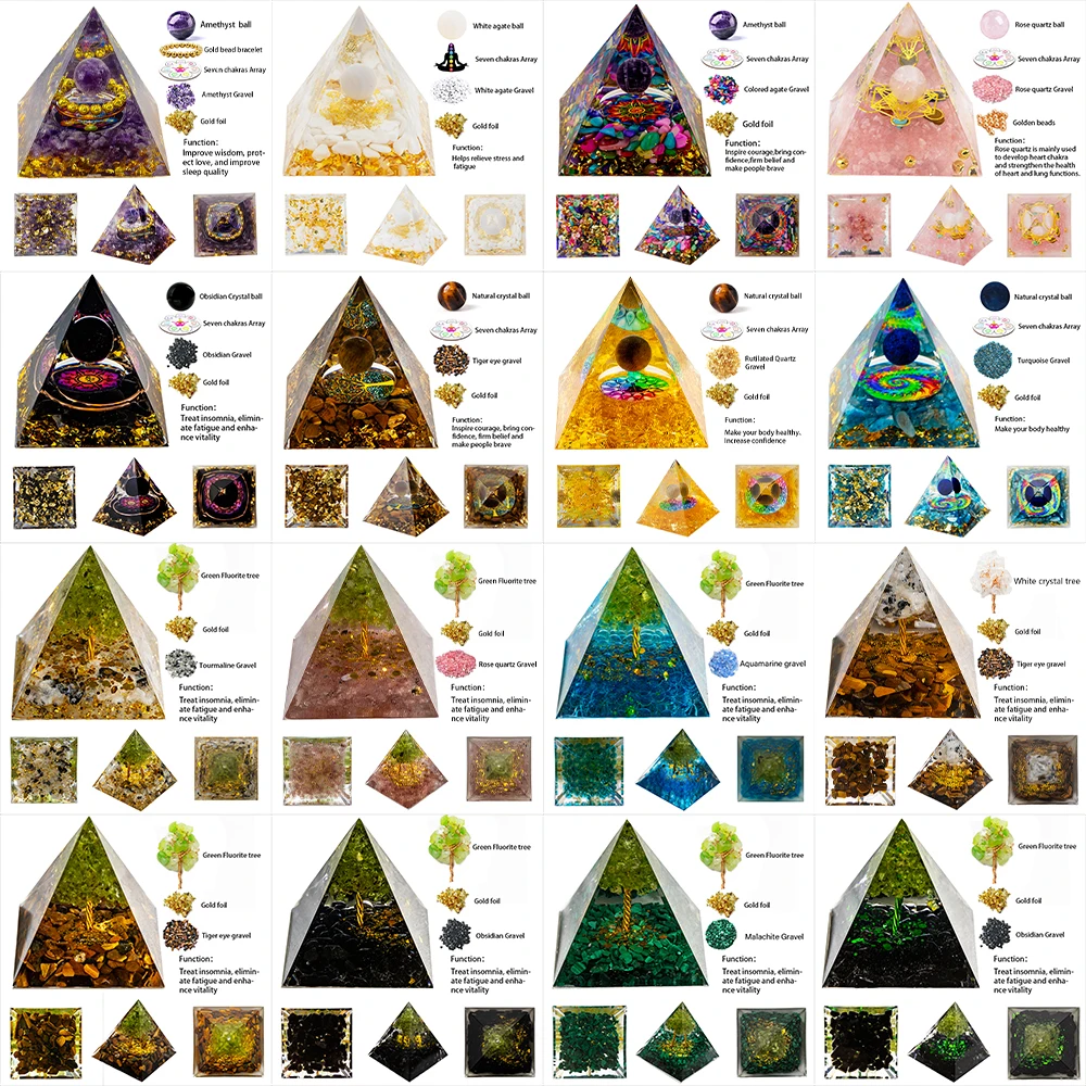 Natural Crystals Point Column Crystals and Stones Healing Quartz Amethyst Resin Home Decor Craft Precious Stones Pyramid Chakra