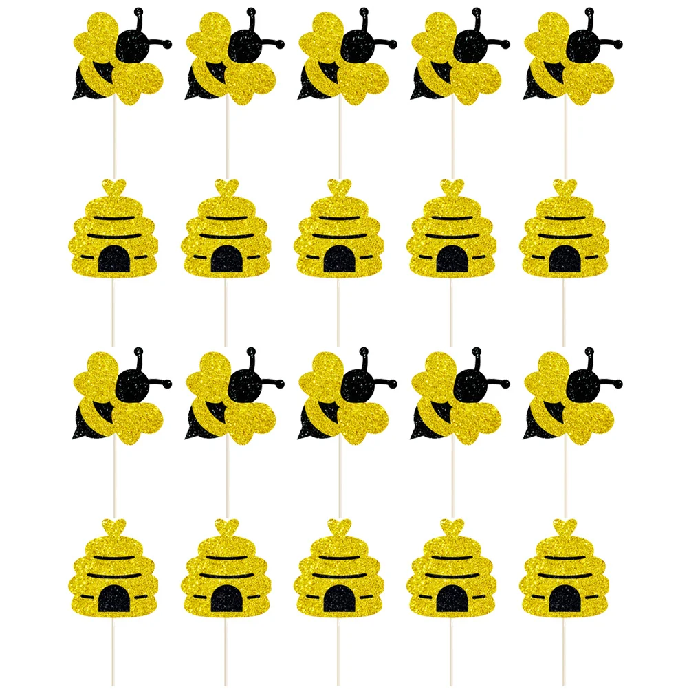 

Cupcake Picks Topperbumblebee Shower Baby Reveal Gender Decorations Salad Decor Birthday Party Favors Honey Supply Delicate