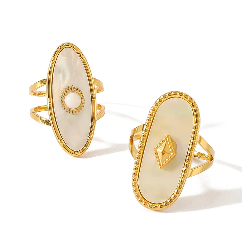 Loe | Открытое кольцо с белым жемчугом для женщин. Золотой документ. Преувеличенные