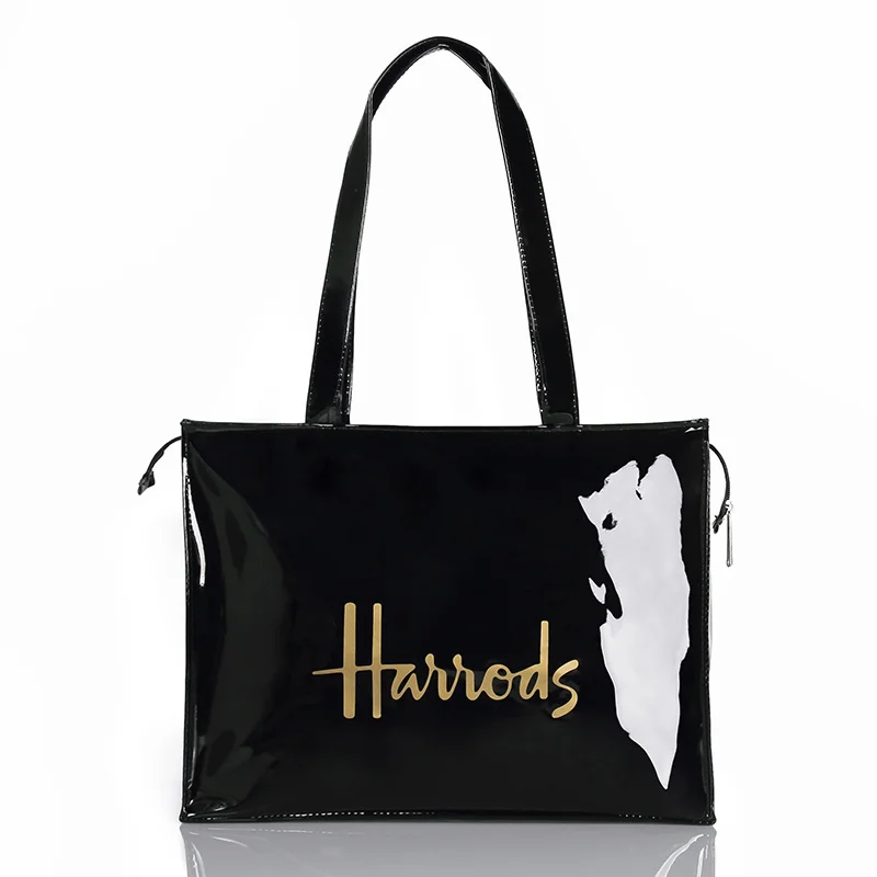 

Horizontal Edition PVC Reusable Shopping Bag Eco-friendly London Lady Shopper Bag Large Capacity Waterproof Handbag Shoulder Bag