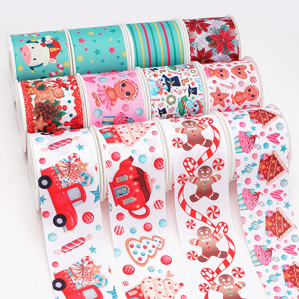 

5 ярдов, атласные ленты с принтом «Merry Christmas» для бантов 70476