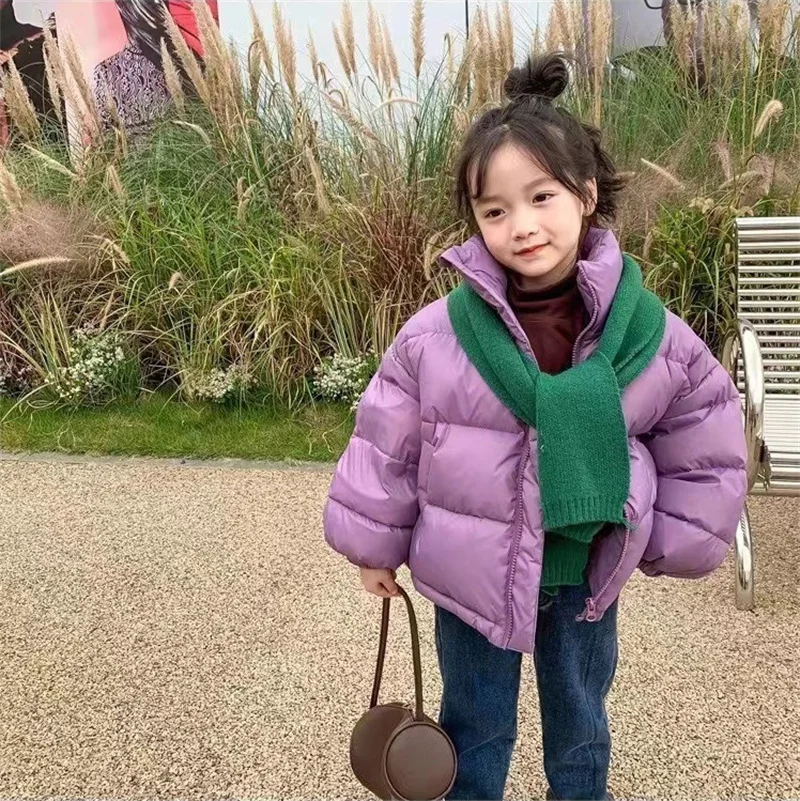 Пуховик для мальчиков и девочек с воротником-стойкой