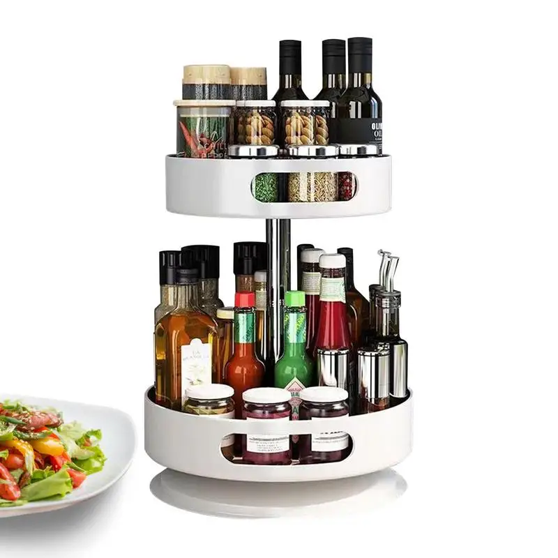 

Rotating Spice Rack Organizer 360 Swivel Bottom Design Stainless Steel Spice Organizer Easy Installation Space Saving Storage
