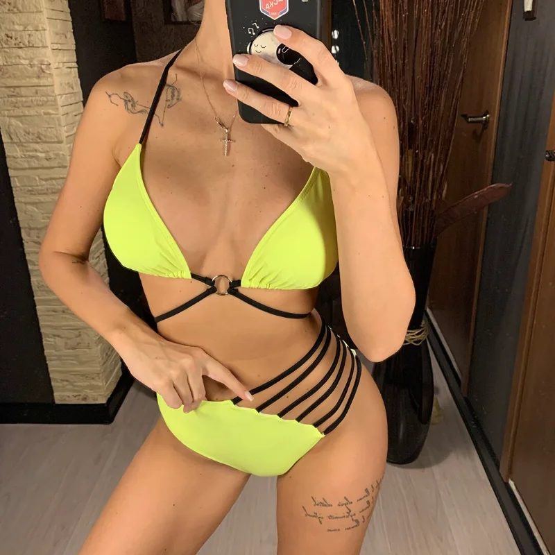 

New Leopard Asymmetrical Female Swimsuit High Waist Bikini Women Swimwear Two-pieces Bikini set Bather Bathing Suit Swim