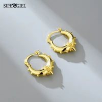 sipengjel gold color vintage hoop earrings for women trendy metalic ear buckle earrings hip hop statement jewelry
