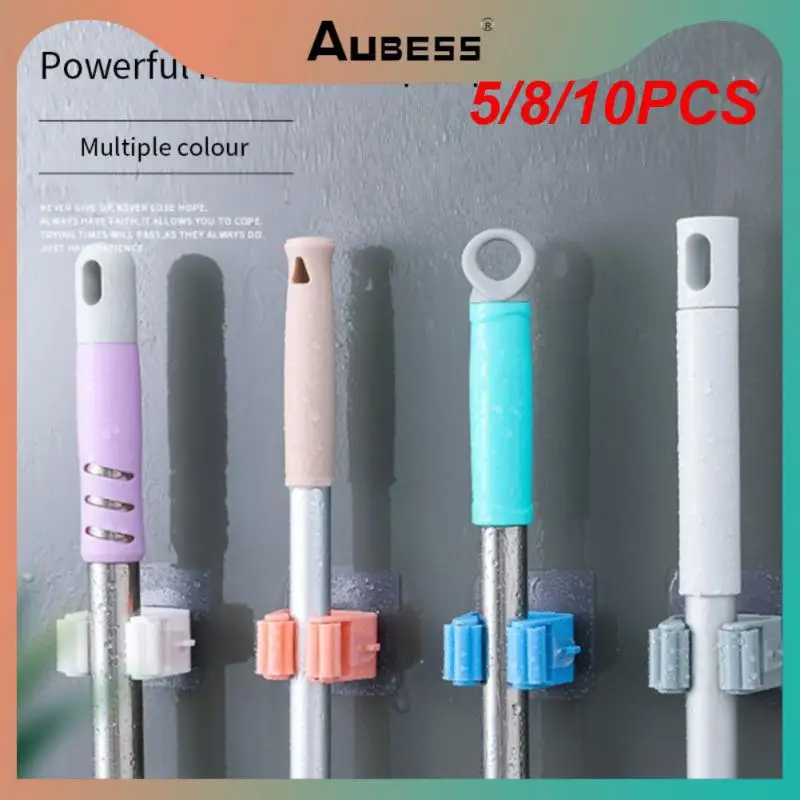 

5/8/10PCS Multi-purpose Mop Rack Mop Storage Self-adhesive Broom Hanger Hooks Waterproof Bathroom Organizer Strong Wall Hook