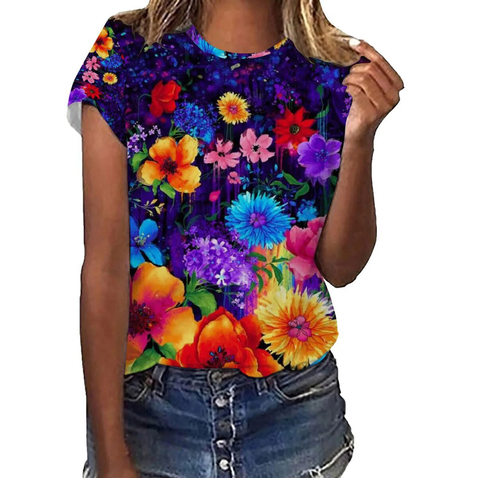 

Женская Повседневная Блузка с круглым вырезом и коротким рукавом, топы, футболки, женские футболки, Хлопковые женские летние топы, Женские однотонные футболки