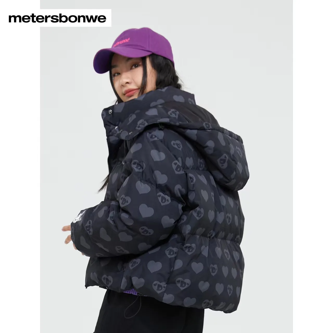 Metersbonwe Women's 22New Winter Cartoon Full Print Down Jacket 90%Duck Down Loose Short Warm Wear Hot Sale Youth Down Jacket