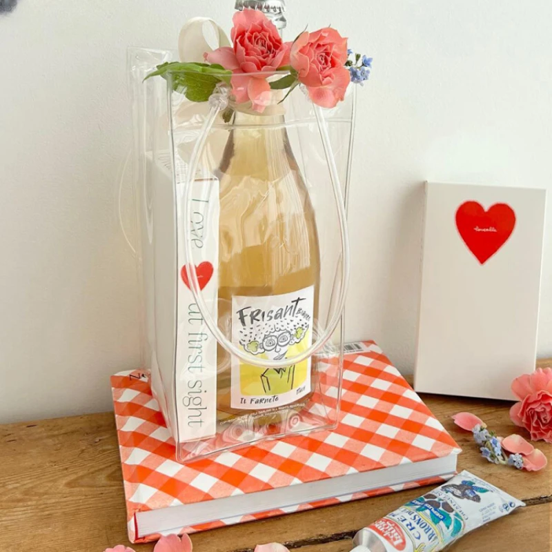 

Transparent Square Tote Bag Large and Small Flower Arrangement Bag Flower Packaging, Gift Bouquet Material Handmade Plastic Bag