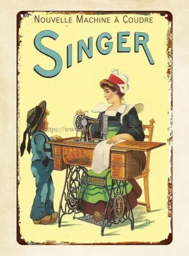 

Репродукция наклейки на стены Singer Швейная машина металлическая жестяная вывеска-Алюминий