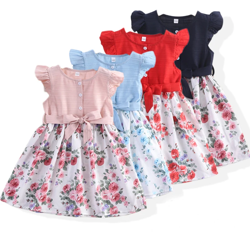 

Girls' Dress Fashion Fragmented Flower Children's Dress Summer New Style for Children aged 3-6