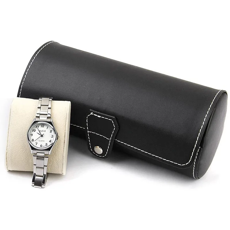 3 Grid Single Watch Box Vintage Pu Leather Slots Flexible Bracket Holder Mechinical Quartz Watch for Business Travel Storage Man enlarge