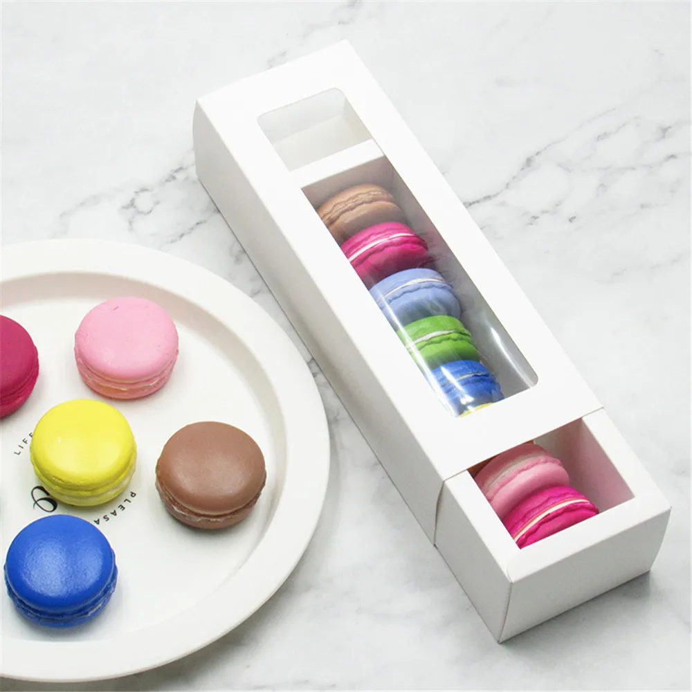 

10Pcs Macaron Cookies Boxes with Clear PVC Window Kraft Paper Dessert Packaging Box for Home Party Wedding Favor Christmas Gift