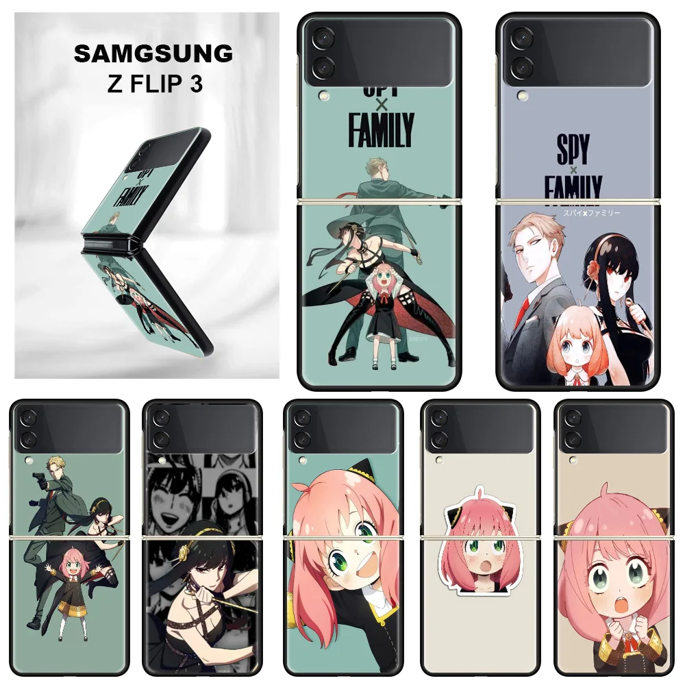 

Funda Case For Samsung Galaxy Z Flip 3 5G Luxury Z Flip3 Black PC Hard Shockproof Back Phone Coque Capa SPY��FAMILY