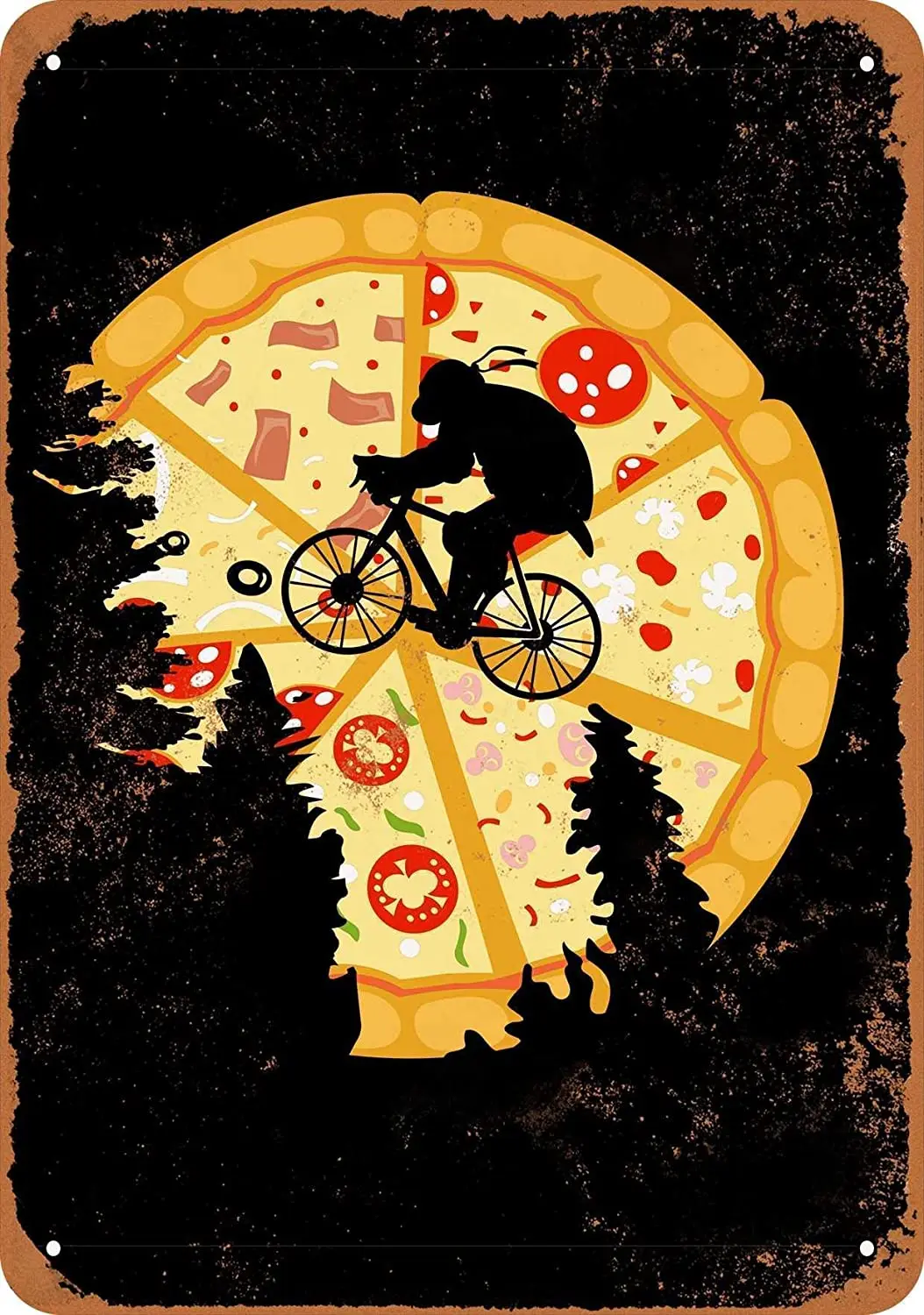 

Tin Signs Pizza Moon Scene Metal Sign for Bedroom Cafe Home Bar Pub Coffee Beer Kitchen Bathroom Funny Wall Decor