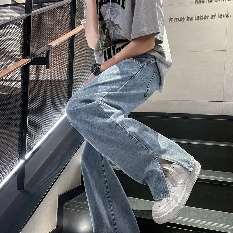 Blue/Grey Baggy Jeans Men Fashion Casual Straight Jeans Men Streetwear Hip Hop Loose Wide Leg Denim Pants Mens Trousers S-3XL