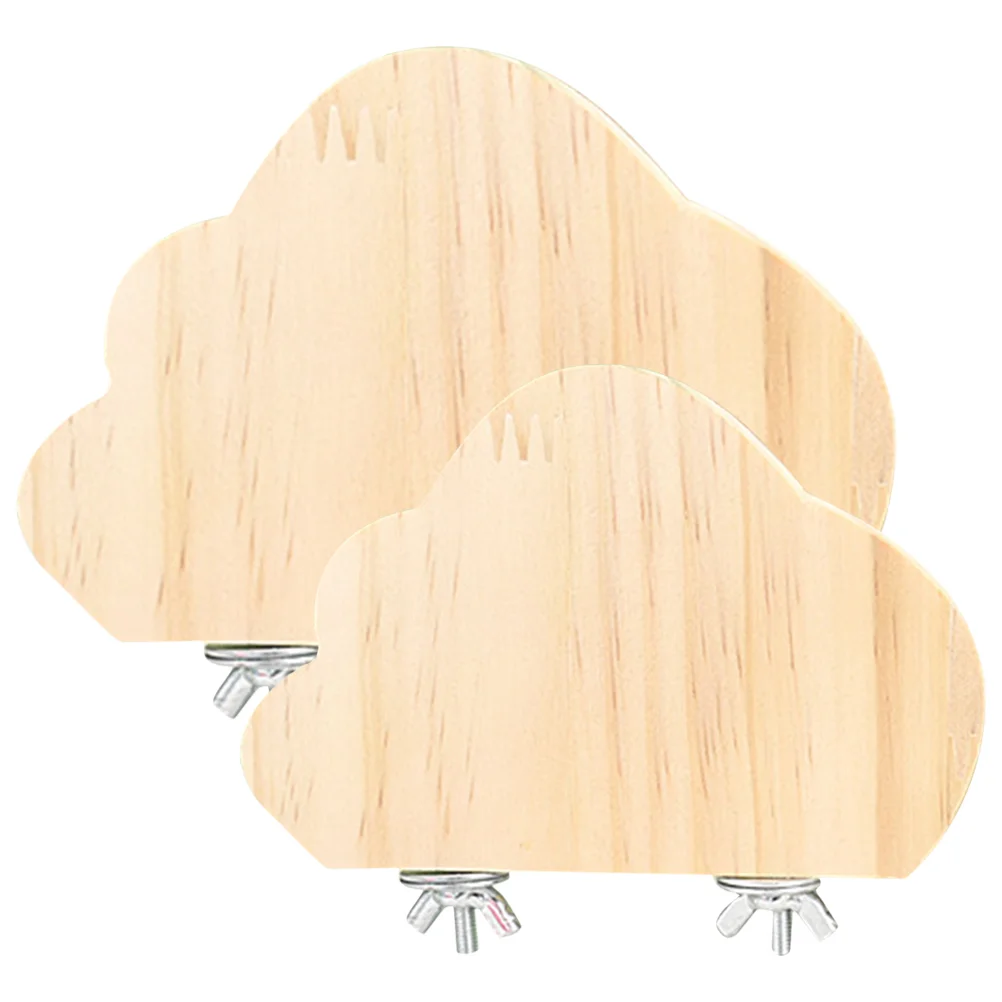 

2pcs Wood Bird Perch Platform Bird Hamster Perch Platform Wooden Hamster Cloud Shape Springboard