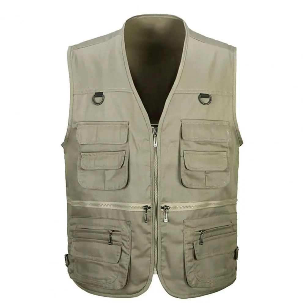 

Multifunctional Trendy Breathable Men Vest Zip Up Spring Vest Wear-resistant for Fishing