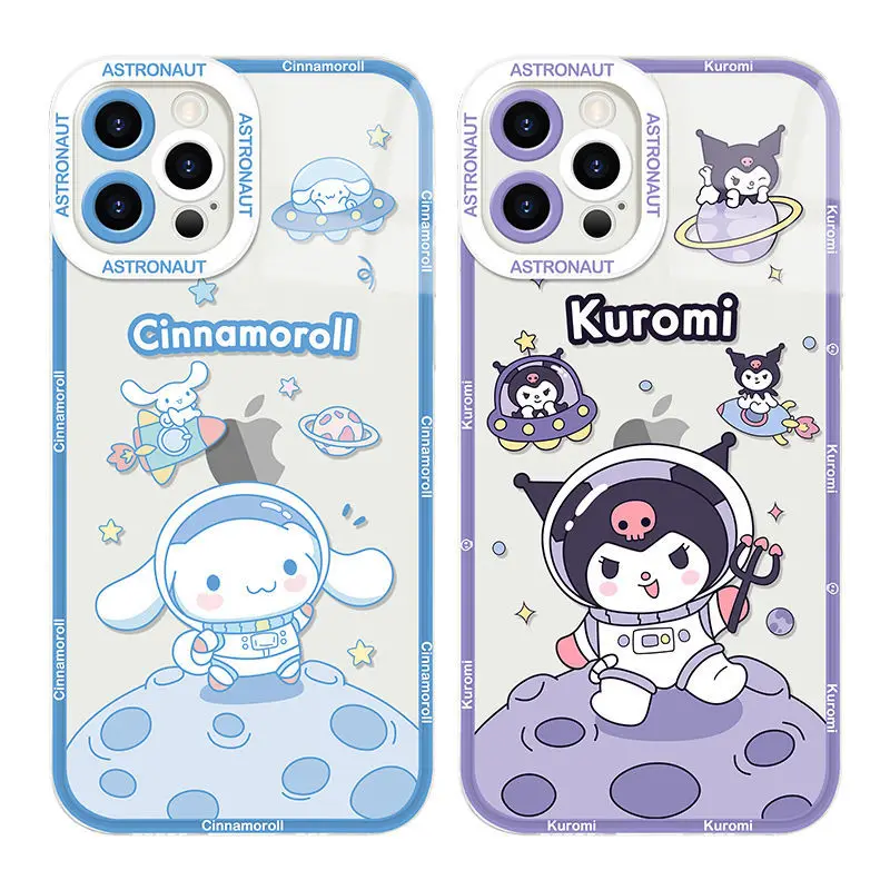 

Sanrio Kuromi Cinnamoroll Iphone11/12/13/14pro Max, кремниевый гелевый светящийся защитный чехол, закаленная пленка, полноразмерный объектив