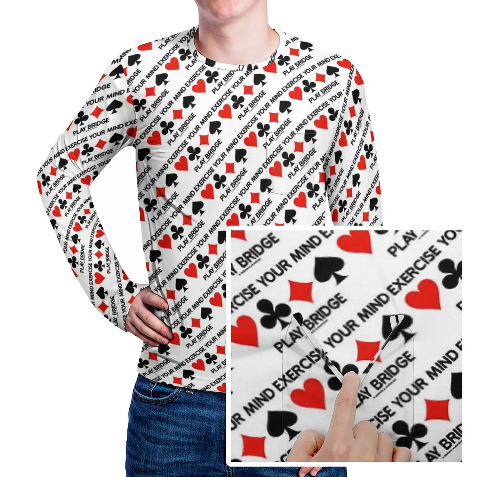 

Playing Cards T-Shirt Spring Four Card Suits Print Basic T Shirts Male Harajuku Custom Tshirt Plus Size 4XL 5XL