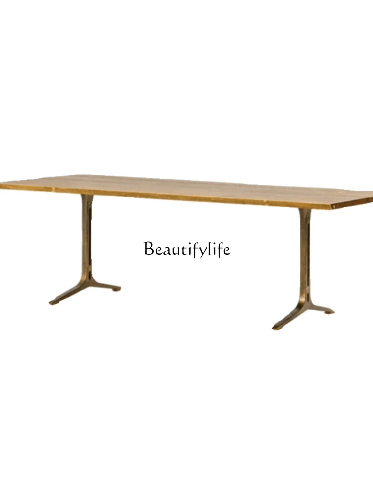 Двойной чугунный стол из массива ясеня небольшой бытовой прямоугольный