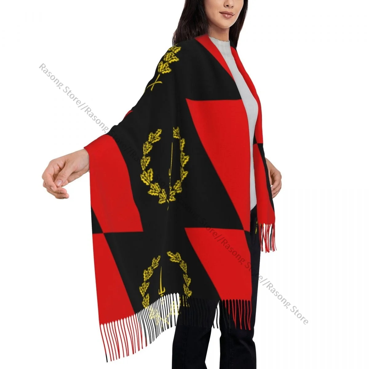 Шарф с кисточками большой размер 196*68 см зимняя теплая шаль из пашмины накидка