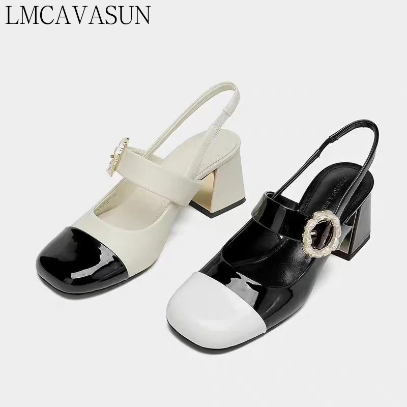 

Women Pumps Shoes 2023 Autumn Mary Janes Sandals Woman Thick Heel Baotou High Heel Shoes Designer Luxury Lady Female Shoes