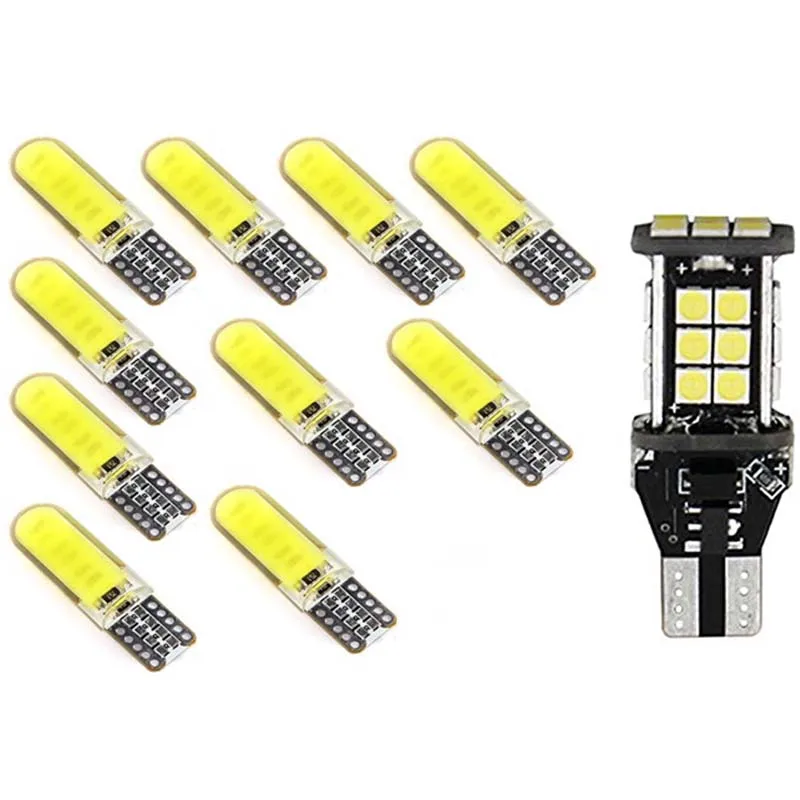 

10 шт., автомобильные светодиодсветодиодный лампы T10 W5W COB