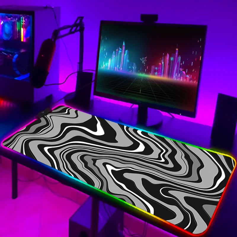 RGB игровой коврик для клавиатуры, жидкий коврик для мыши Strata, Аниме настольный коврик для ПК, игровой эргономичный коврик для мыши, коврик дл...