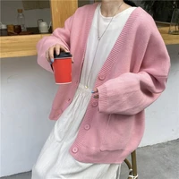 loose all match ins fall winter women sweaters cardigan spring vintage lovely fashion korean simple v neck ladies knitwear coats