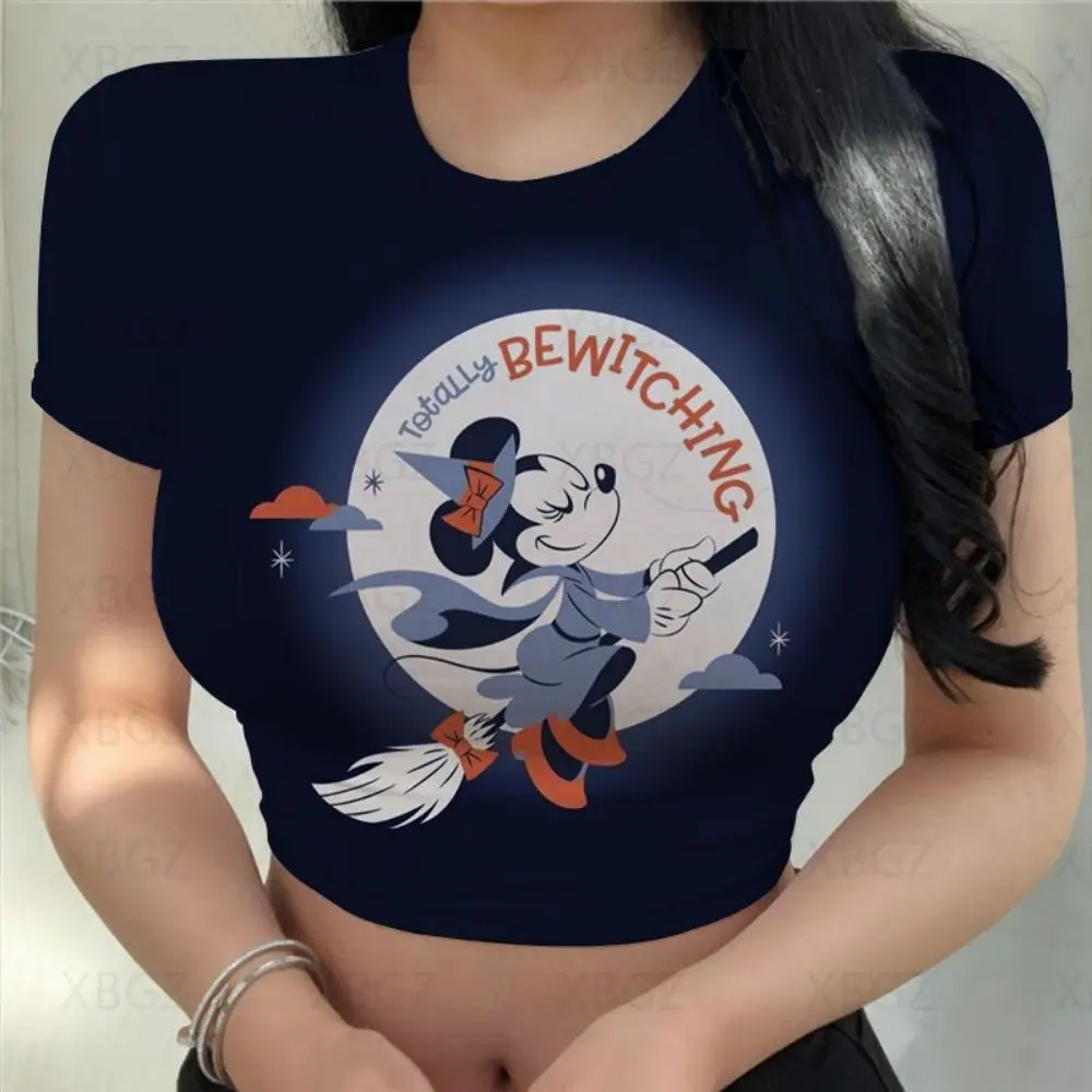 Укороченный топ с Микки Маусом Y2k облегающая женская футболка для вечеринки