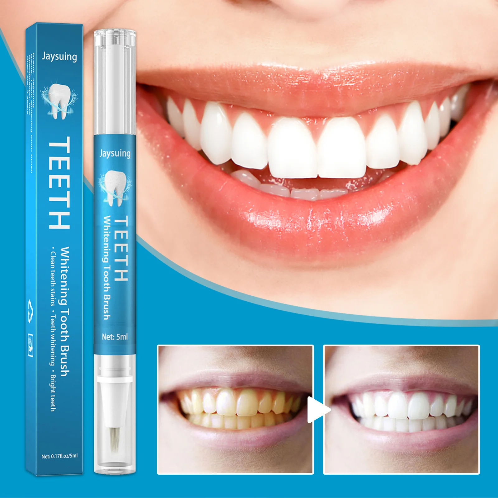 

New 5ml Teeth Whitening Pen Tooth Gel Whitener Bleach Remove Stain Oral Hygiene Instant Smile Teeth Whitening Kit Cleaning Serum