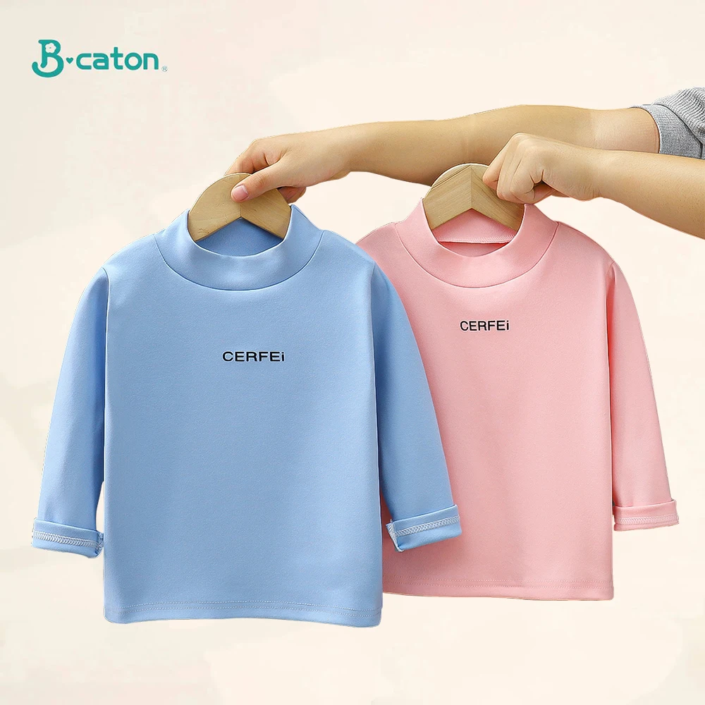 Children Spring Autumn Tops T-shirt Long Sleeve Stand Collar Thermal Warm Underwear Soft Comfortable Tops for Kids 0-8 Years Old